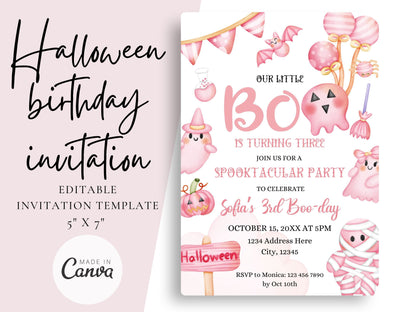 Halloween Birthday Invitation - Canva Template - Invitations - Mama Life Printables