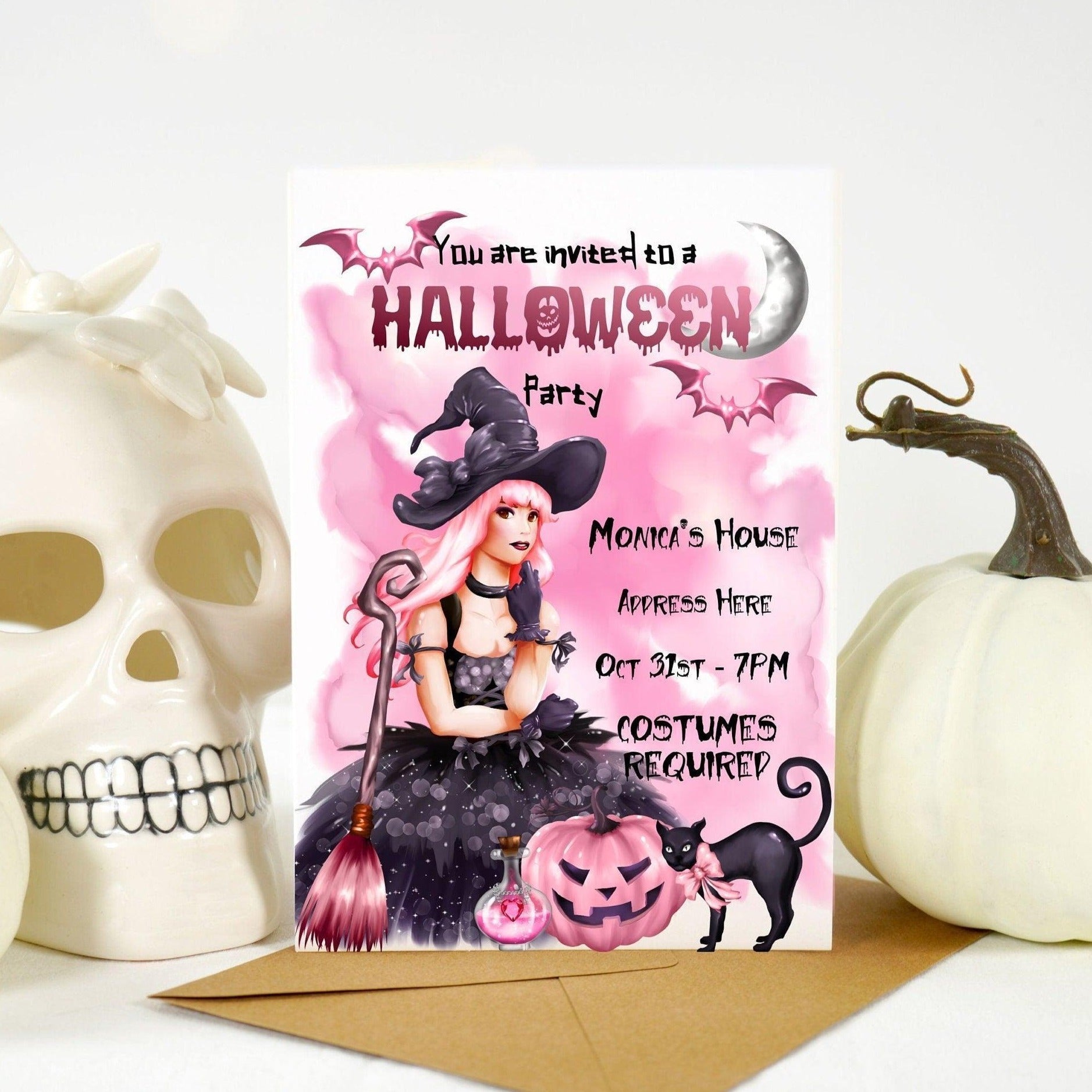 Halloween Pink Party Invite – Mama Life Printables