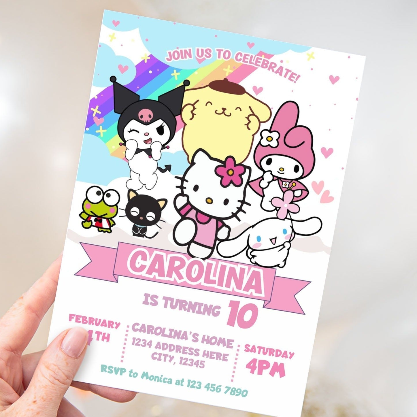 Hello Kitty and Friends Birthday Invitation - Canva Template - Invitations - Mama Life Printables