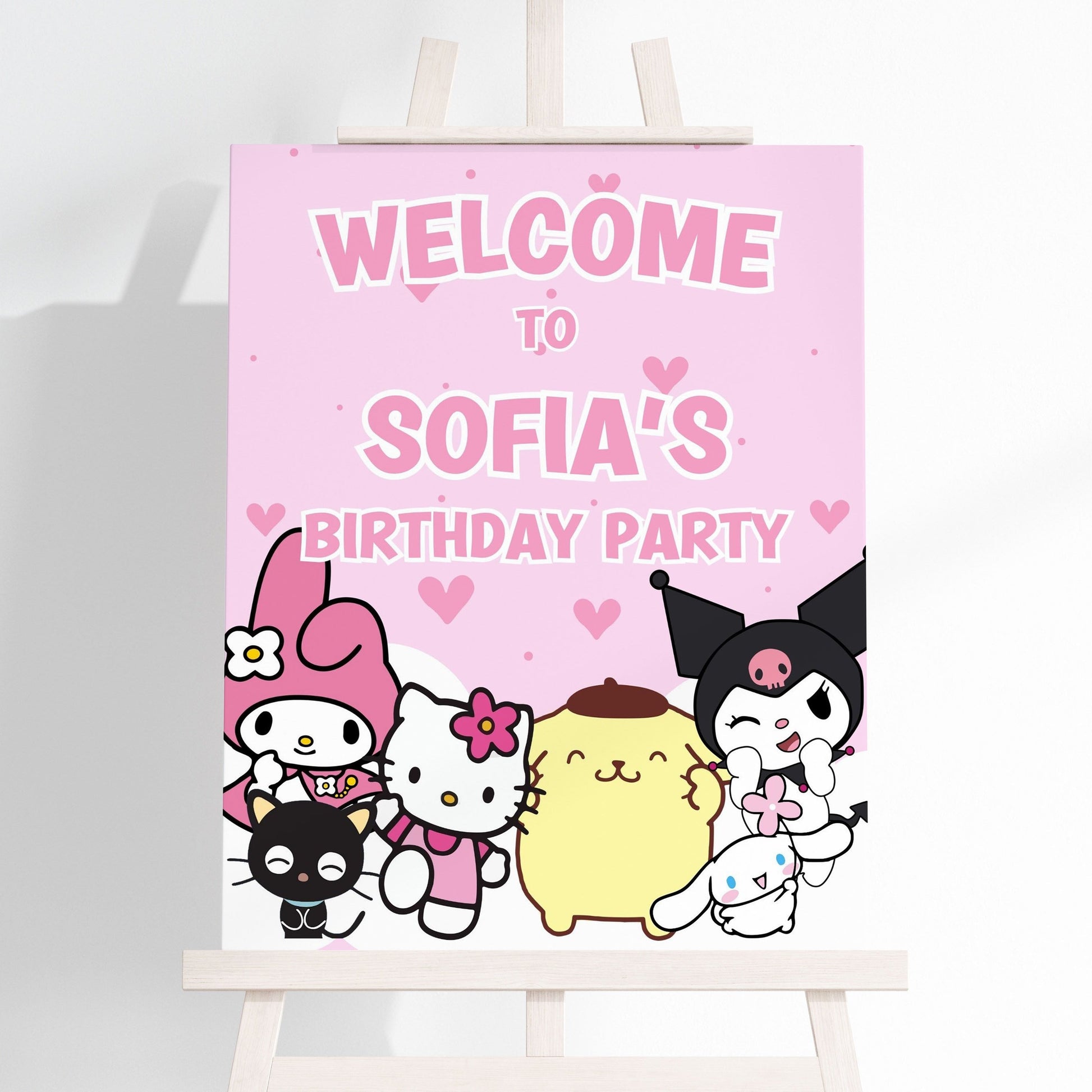 hello kitty and friends welcome sign