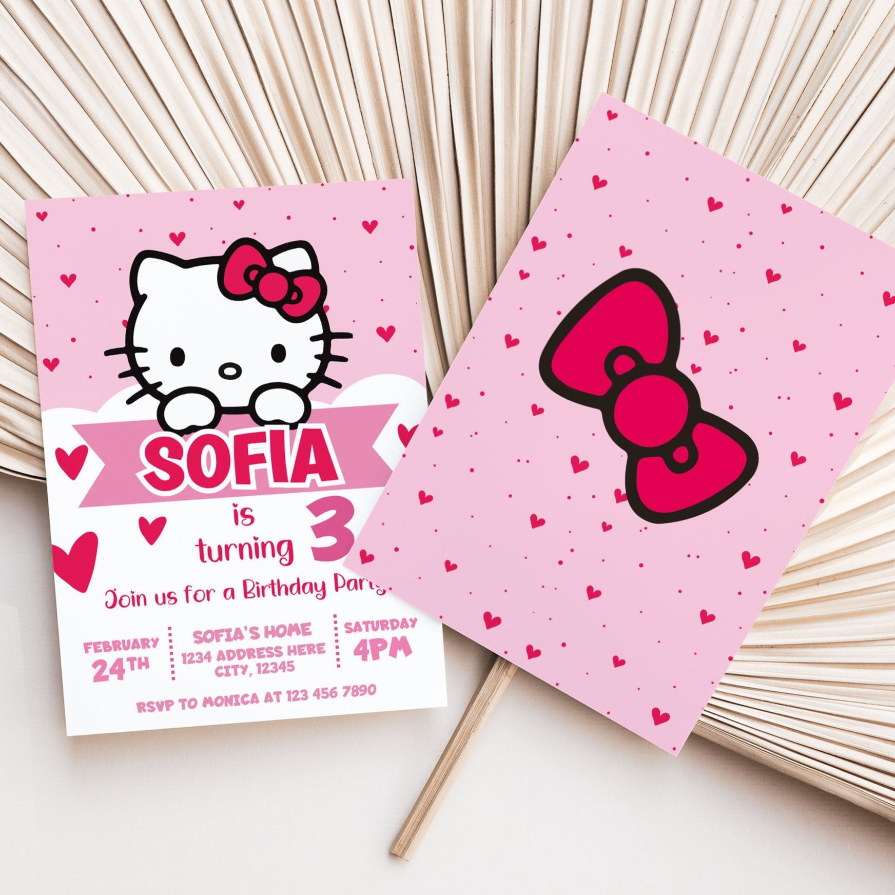 Hello Kitty Birthday Invitation - Canva Template - Mama Life Printables