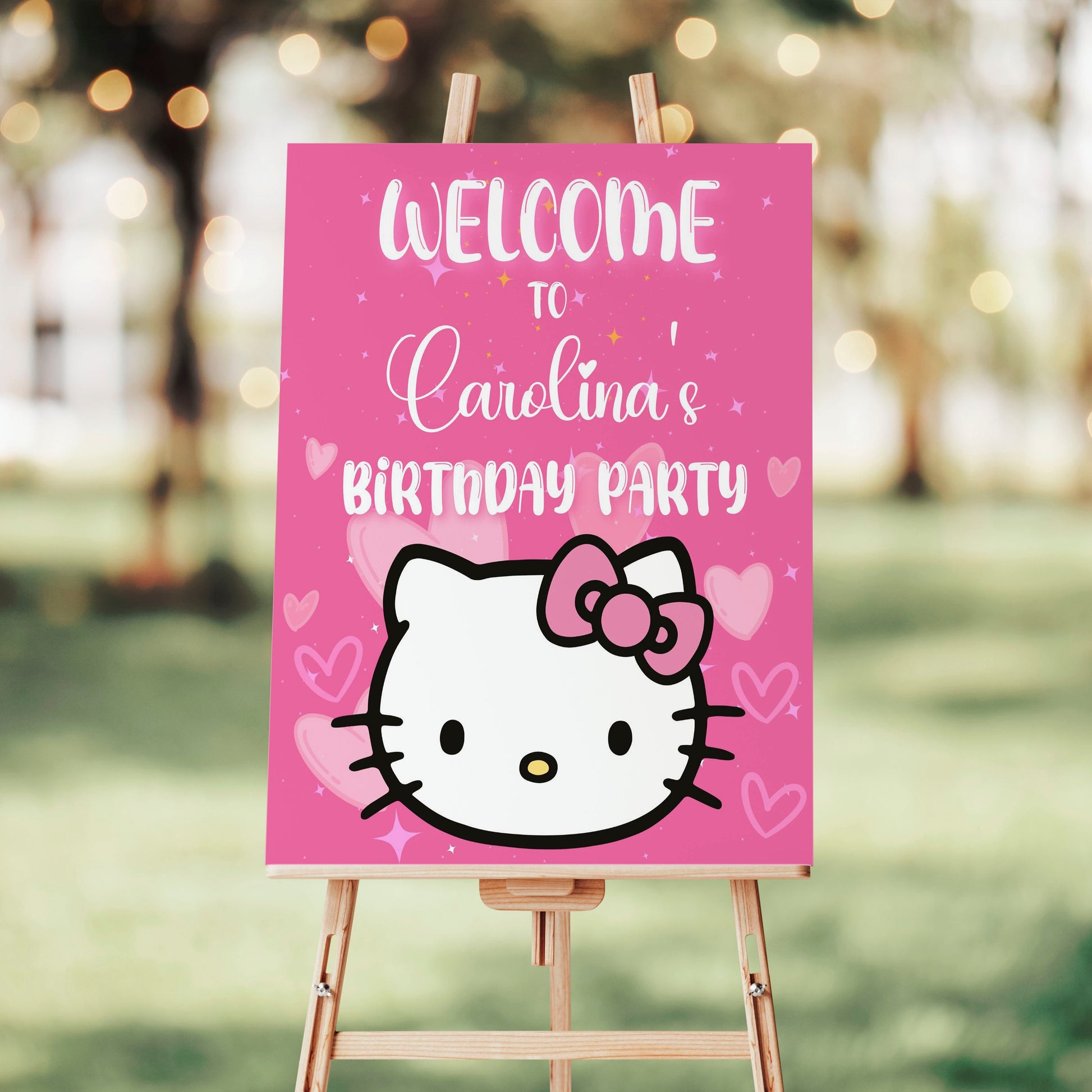 hello kitty welcome sign pink