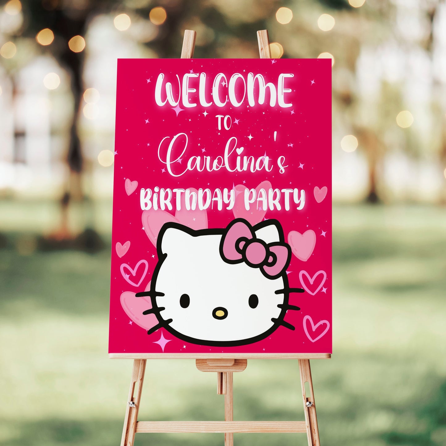 hello kitty editable welcome sign