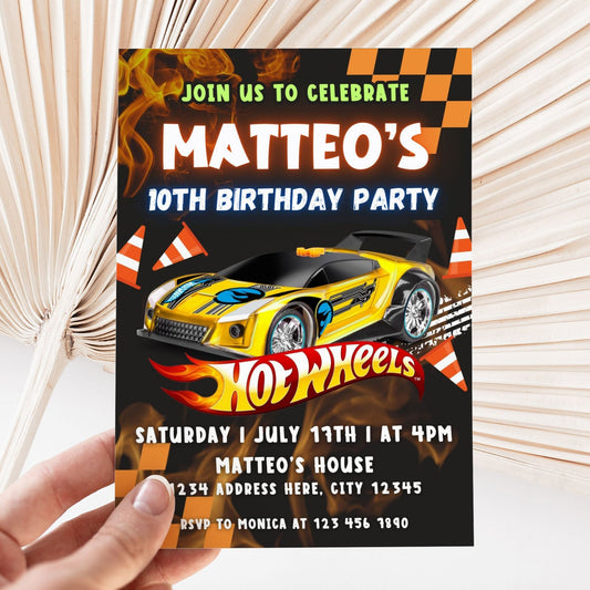 hot wheels birthday invitation template