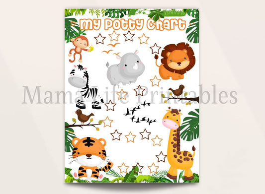 Jungle Potty Training Chart - Kids Reward Chart - Mama Life Printables