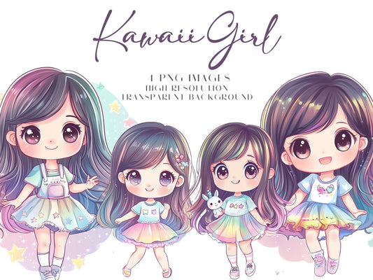 kawaii chibi cute girl png cliparts