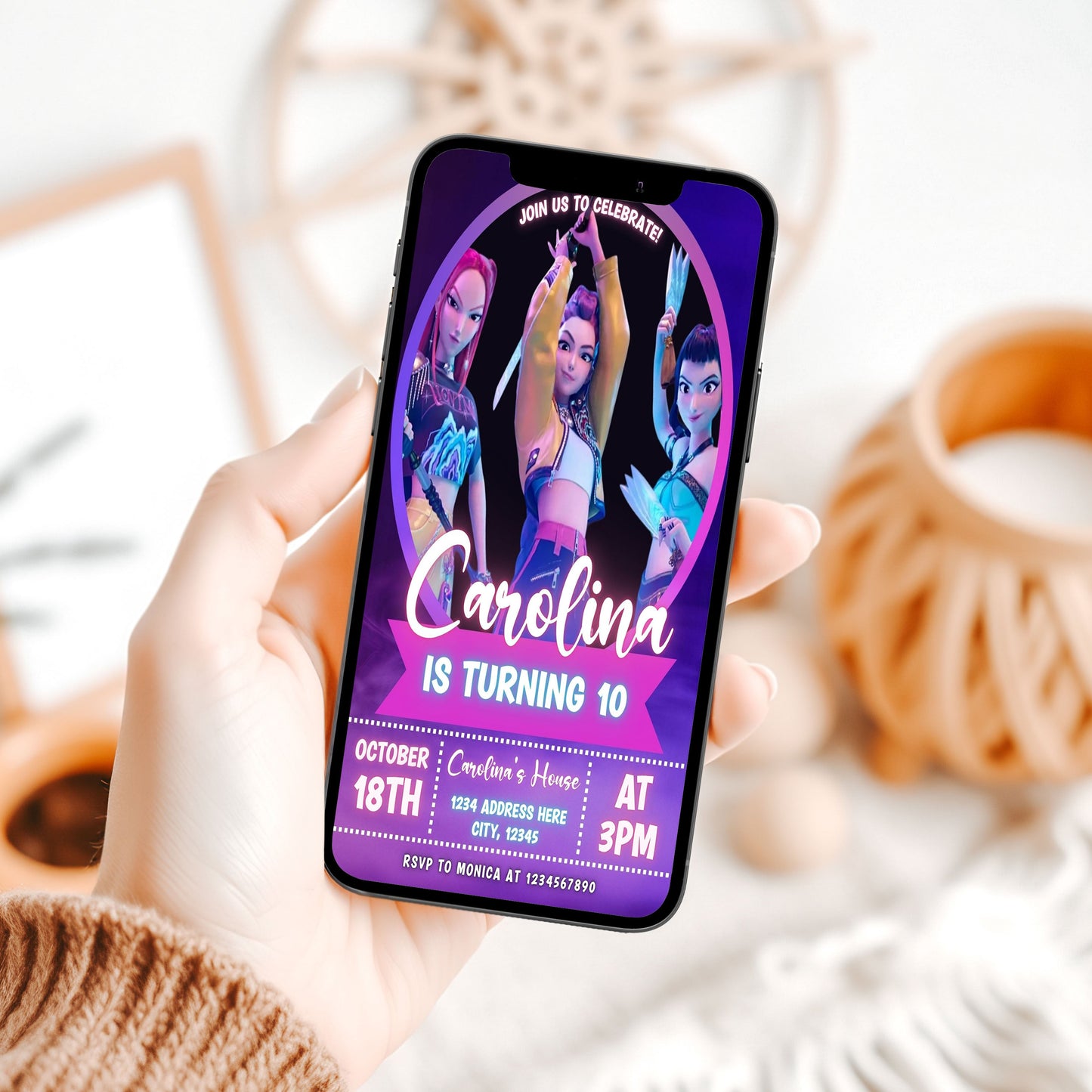 kpop demon hunter huntrix birthday invite