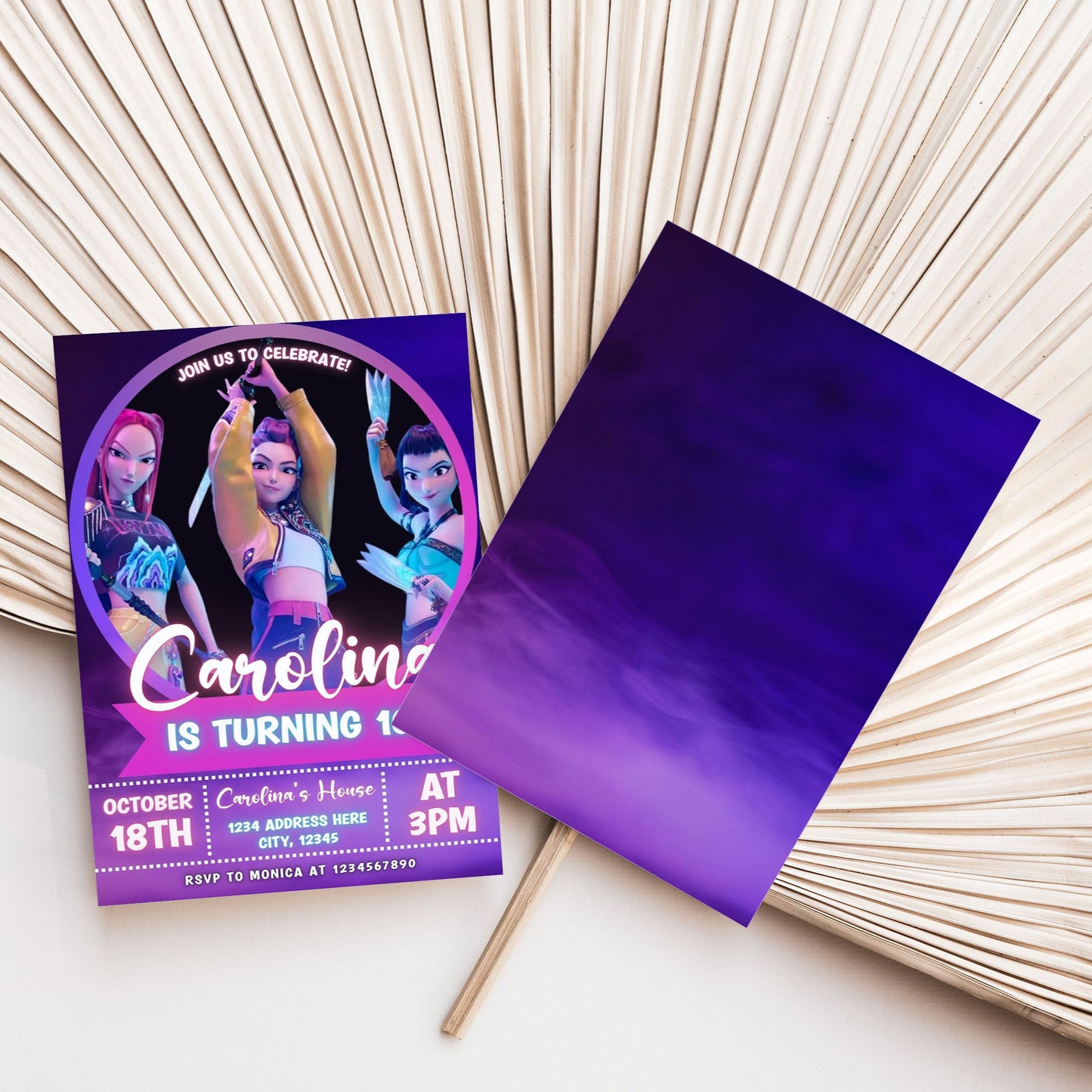 kpop demon hunter huntrix birthday invite