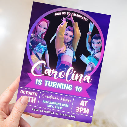 kpop demon hunter huntrix birthday invite