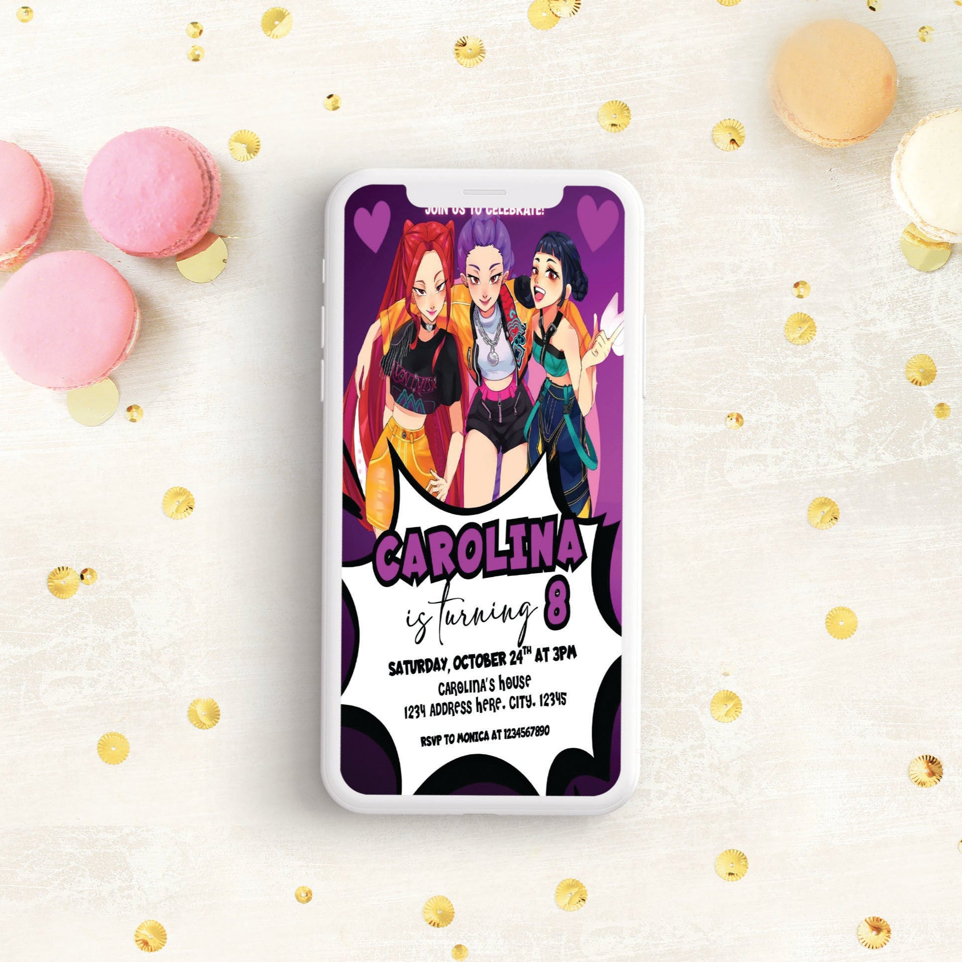 Kpop Demon Hunters Huntrix Digital Invitation