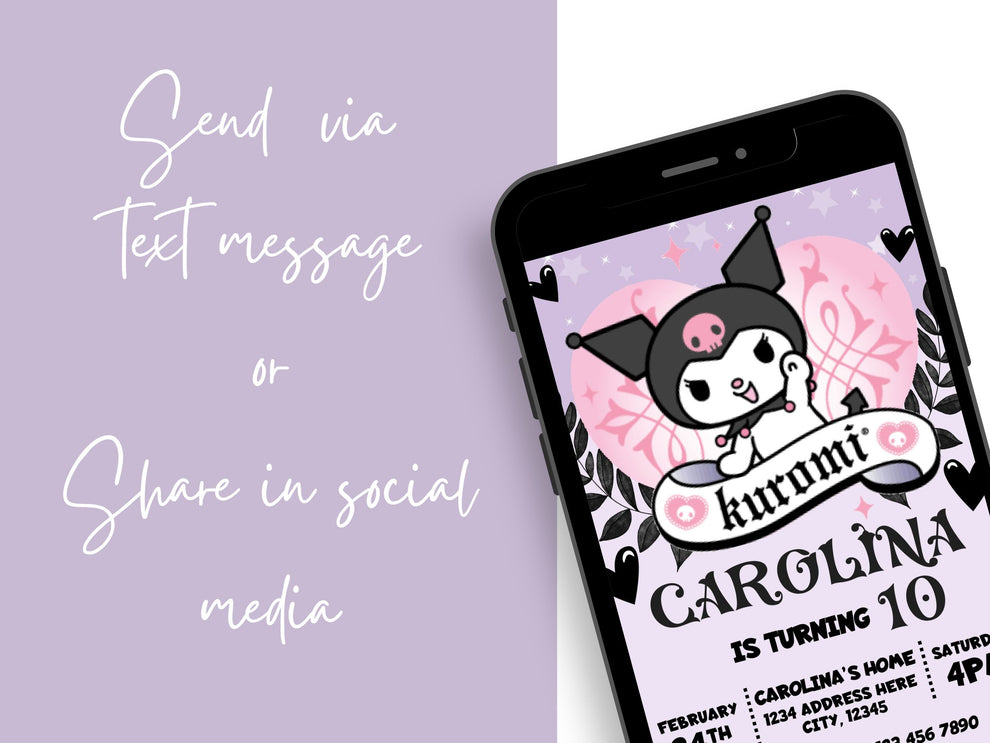 Editable Kuromi Birthday Invitation Mama Life Printables