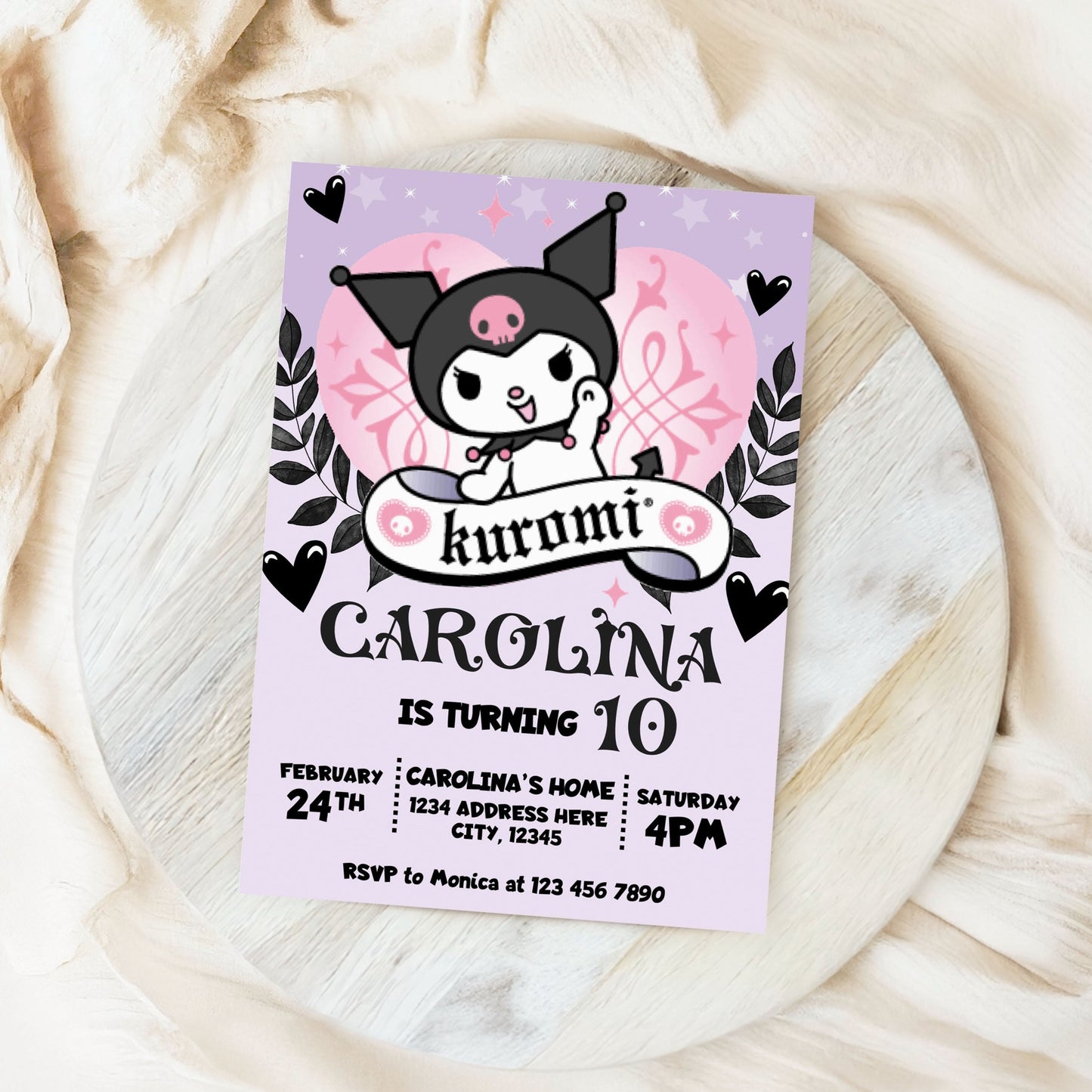 Editable Kuromi invitation for a fun and unique birthday party
