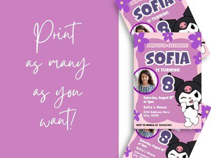 editable kuromi party invite