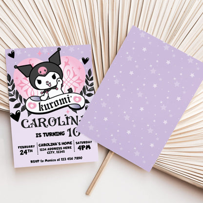 Editable Kuromi invitation for a fun and unique birthday party