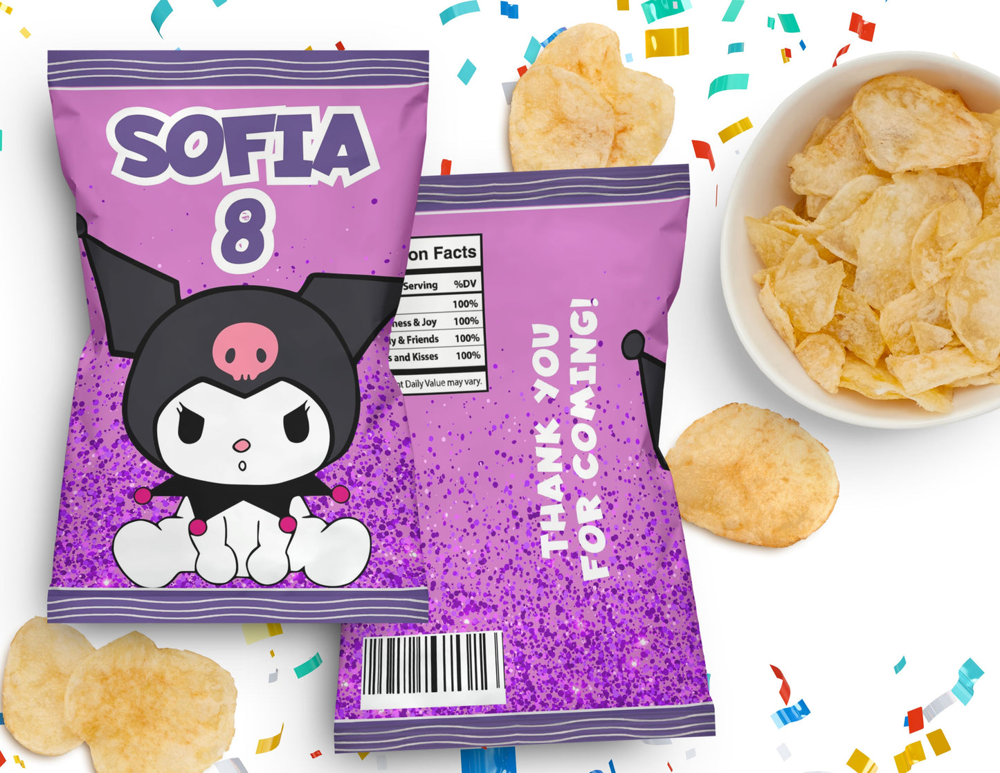 kuromi printable chip bag