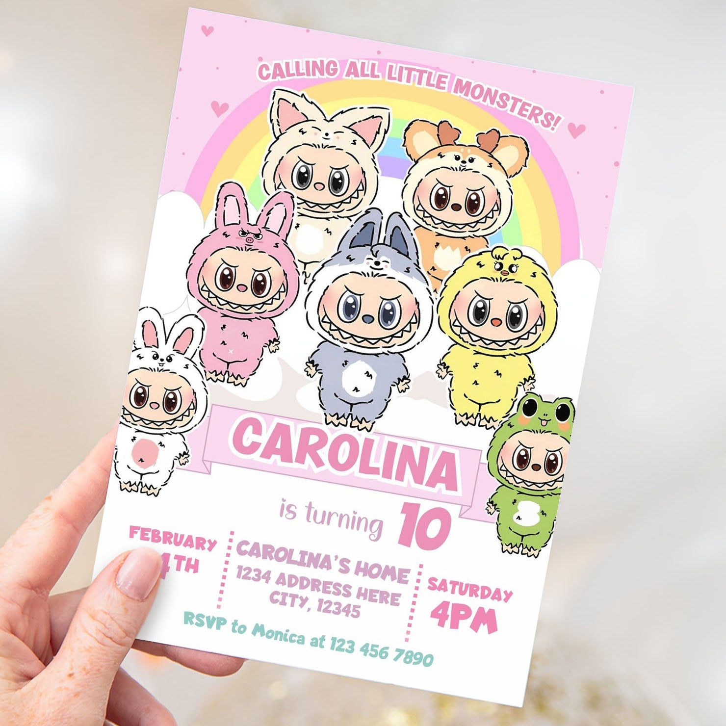 Editable Labubu Invitation Template Instant Download Mama Life