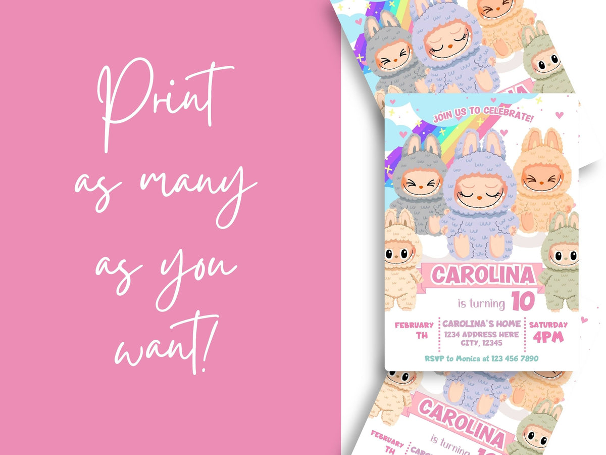 Labubu Invites Labubu Birthday Invitation Template | Instant Download – Mama Life ...