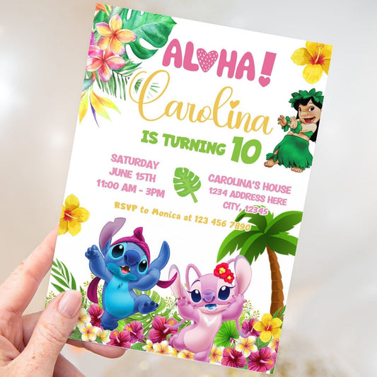 Lilo & Stitch Birthday Invitation - Canva Template - Invitations - Mama Life Printables