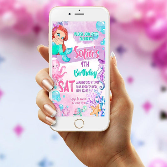 Little Mermaid Birthday Invitation - Perfect for text message! - Invitations - Mama Life Printables