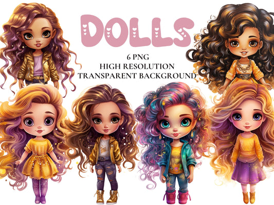 LOL-Style Dolls PNG Cliparts - Digital Artwork - Mama Life Printables