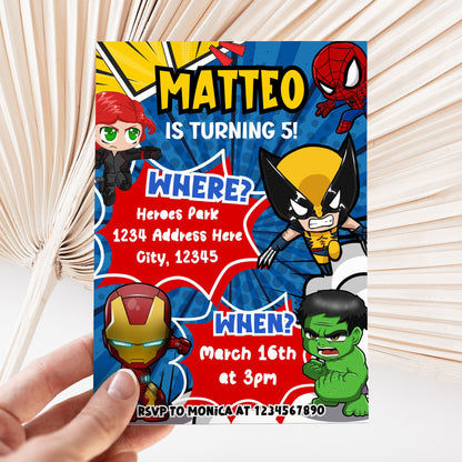 Marvel Superheroes Birthday Invitation