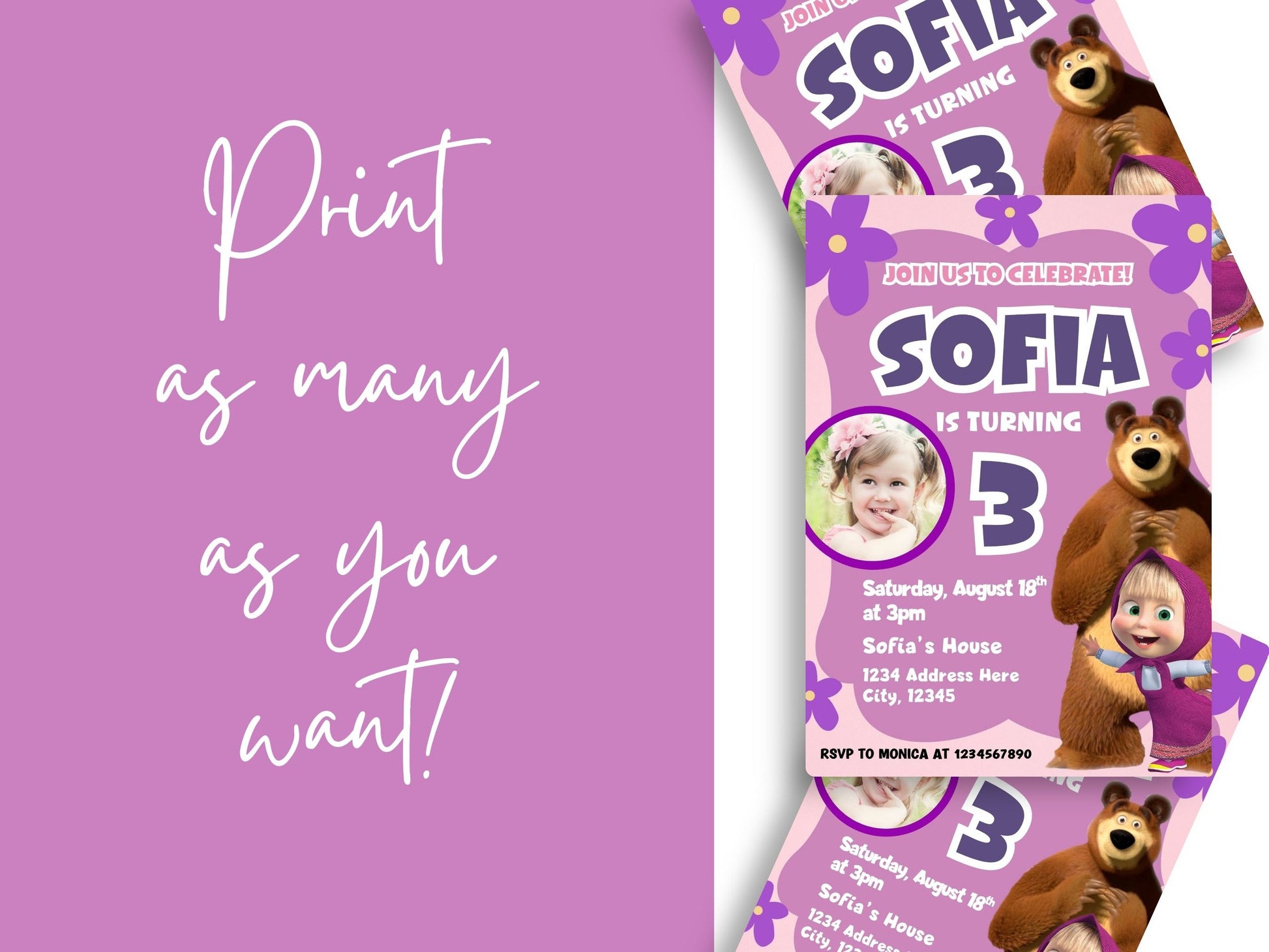 Masha and the Bear photo invite