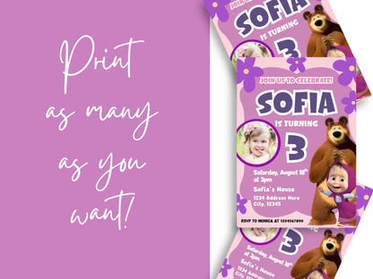 Masha and the Bear photo invite
