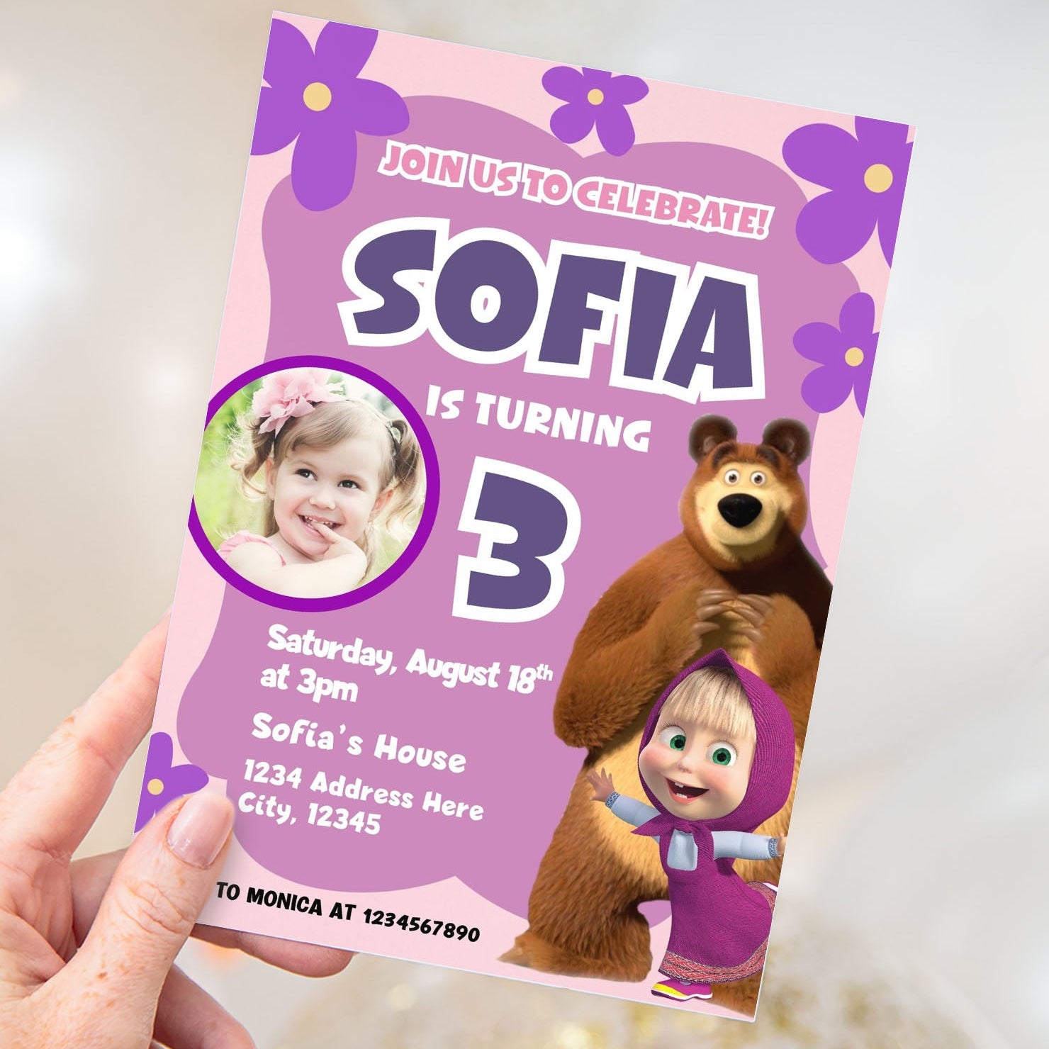 Masha and the Bear photo invite