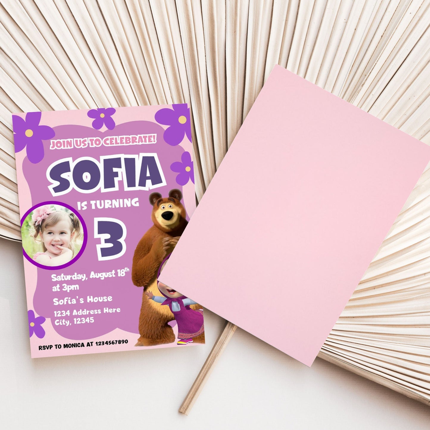 Masha and the Bear photo invite