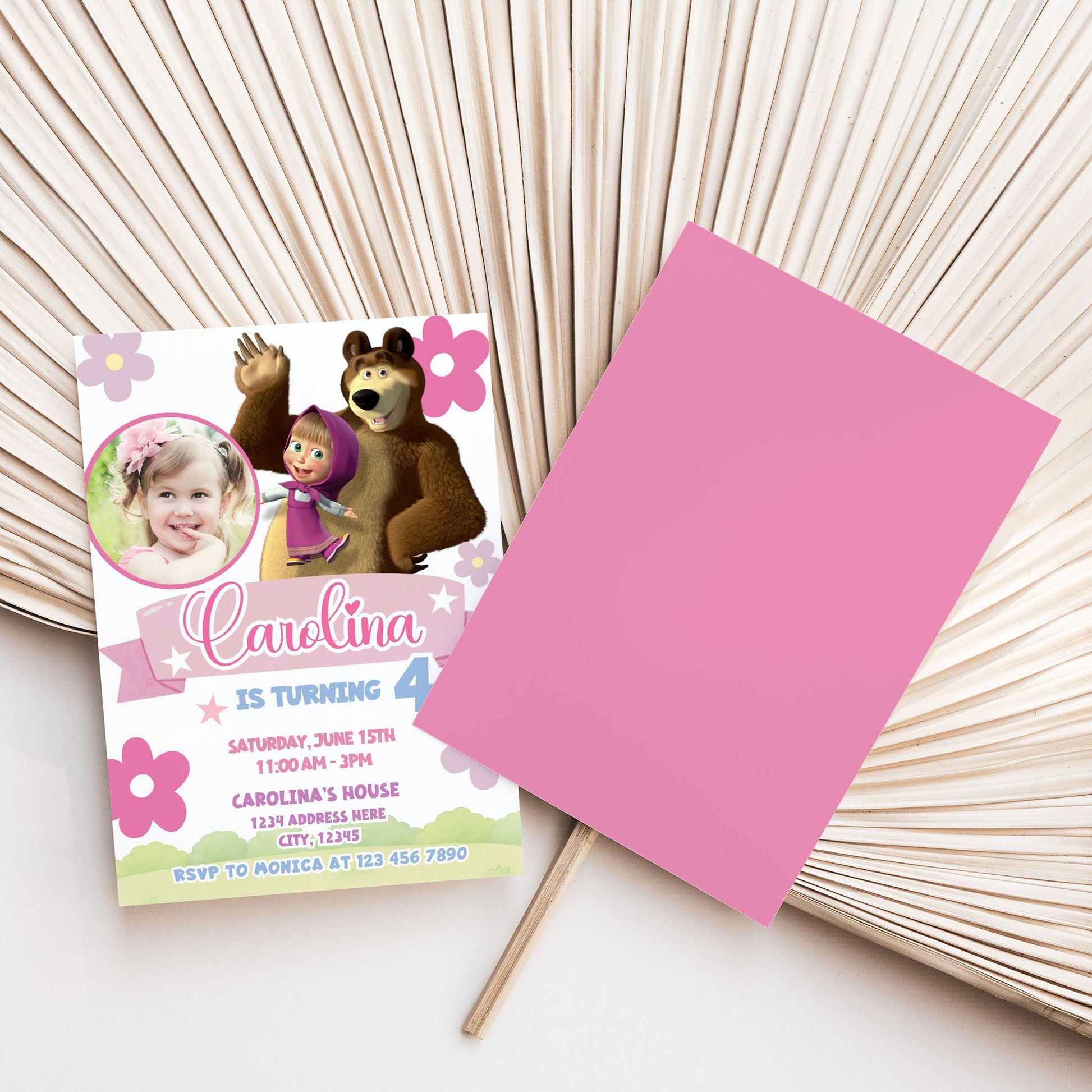 masha and the bear photo invitation