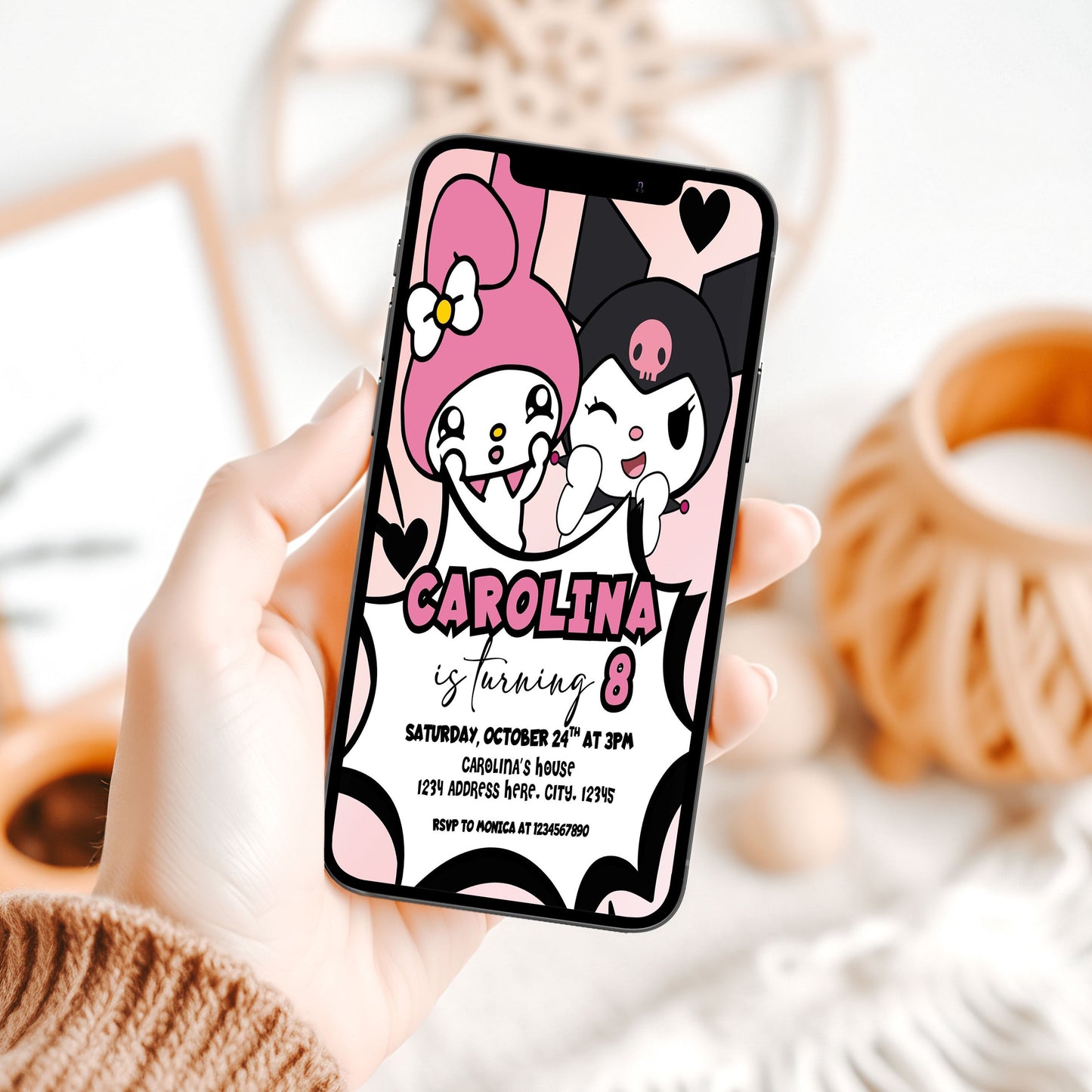 My Melody Kuromi invitation