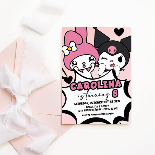 My Melody Kuromi invitation