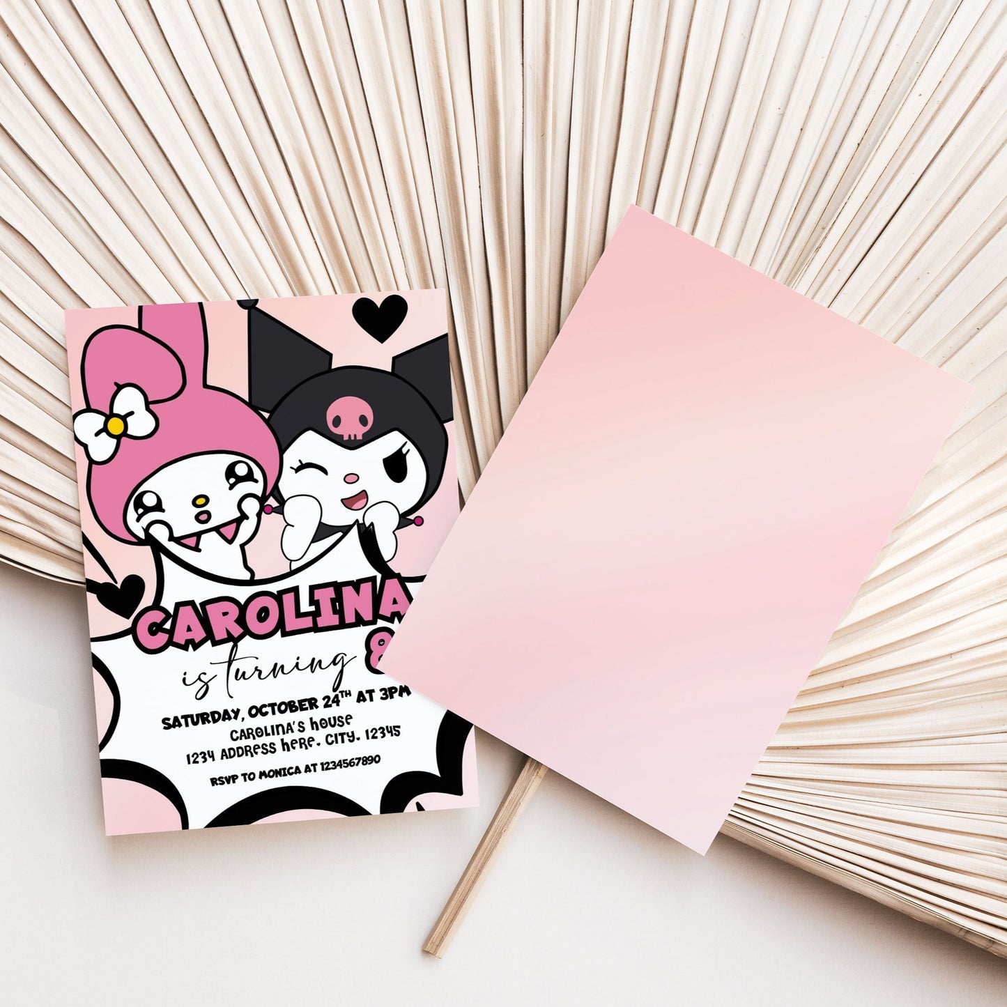 My Melody Kuromi invitation