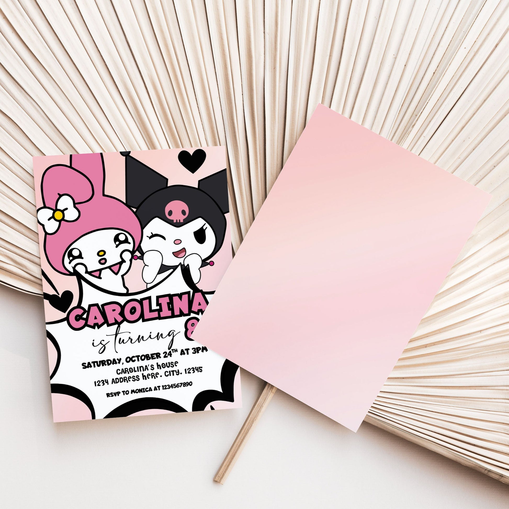 My Melody Kuromi invitation