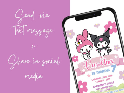 Melody & Kuromi digital invitation