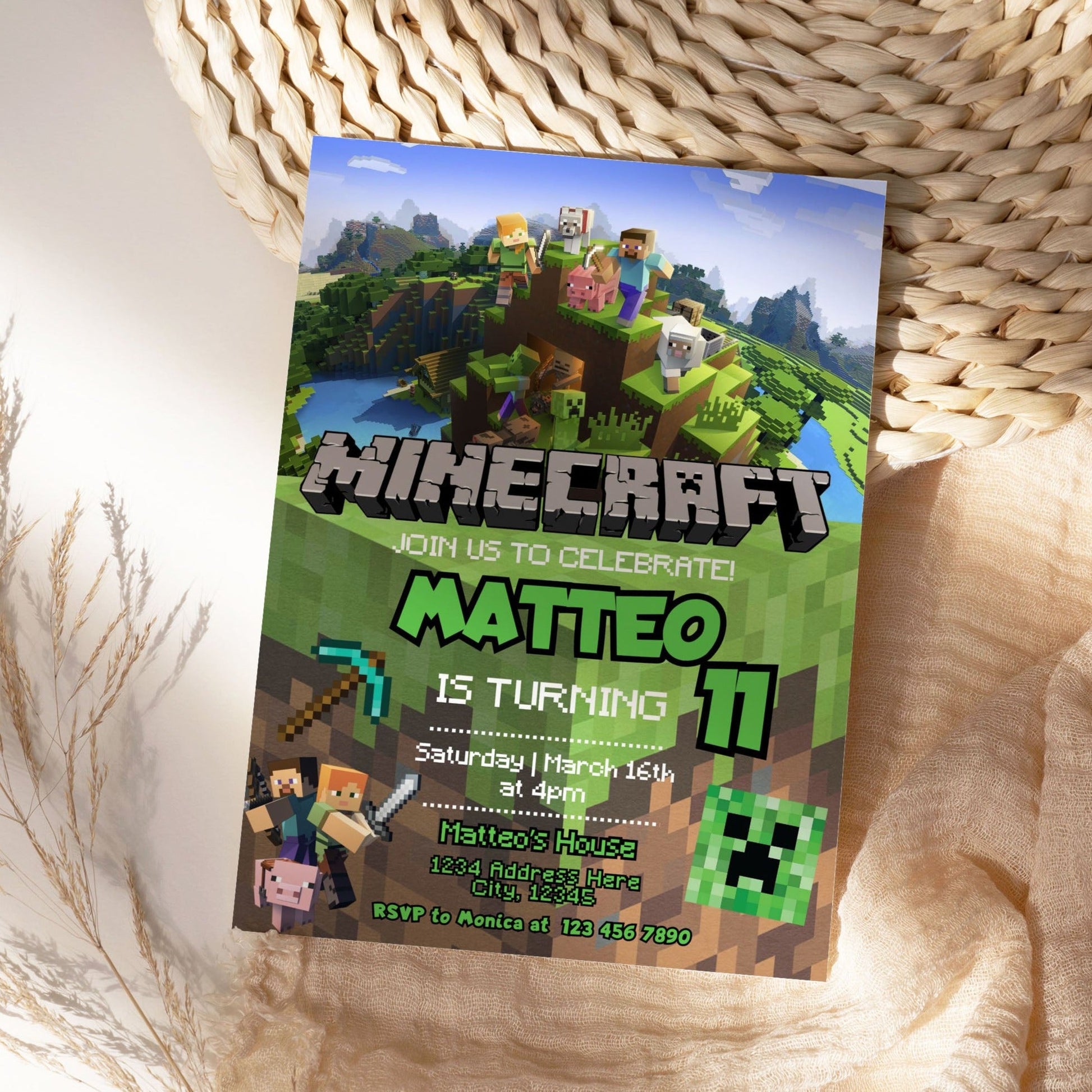 Invitación de cumpleaños personalizable de Minecraft – Mama Life Printables