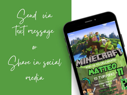 Minecraft Birthday Invitation - Canva Template - Invitations - Mama Life Printables