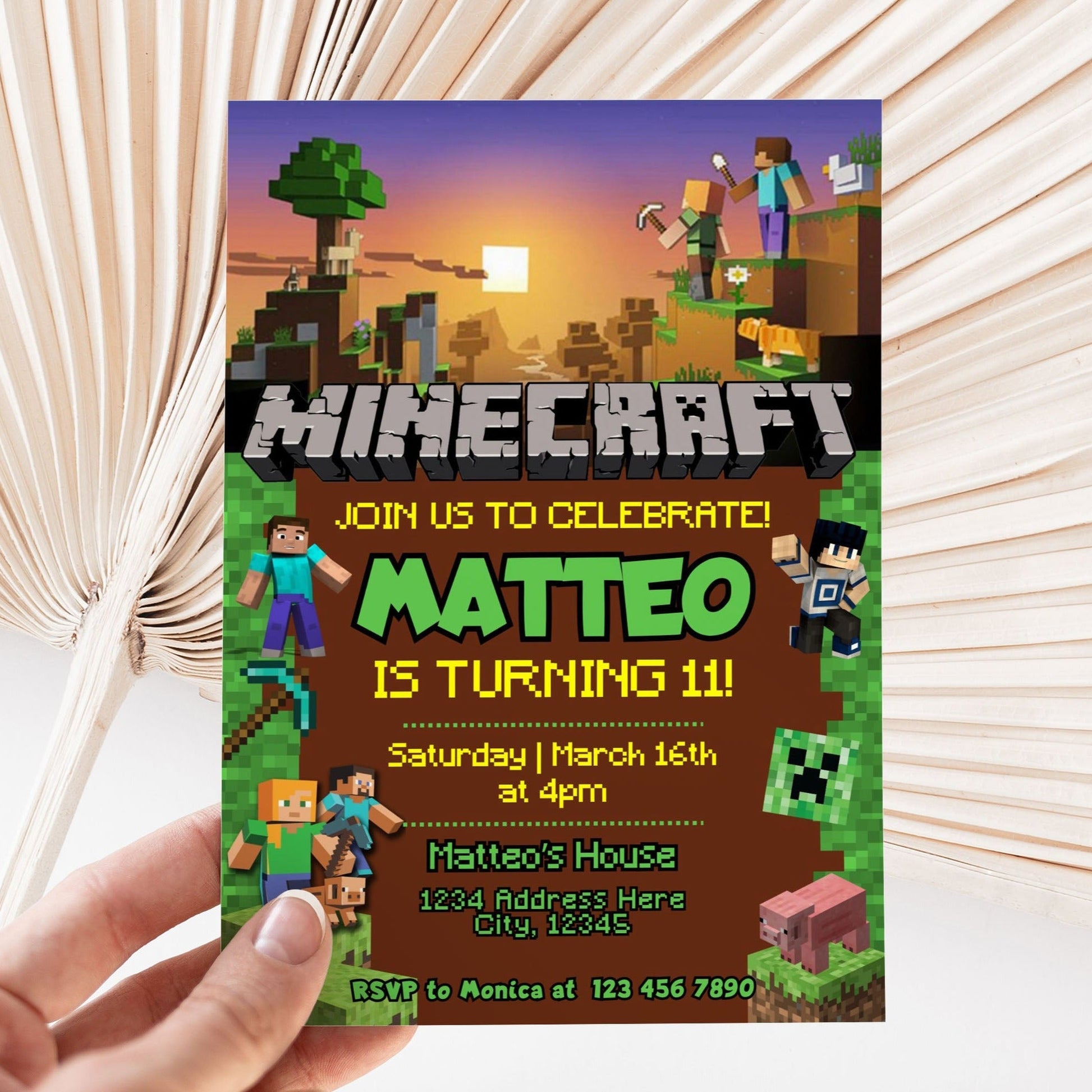 Editable Minecraft Party Invitation – Mama Life Printables