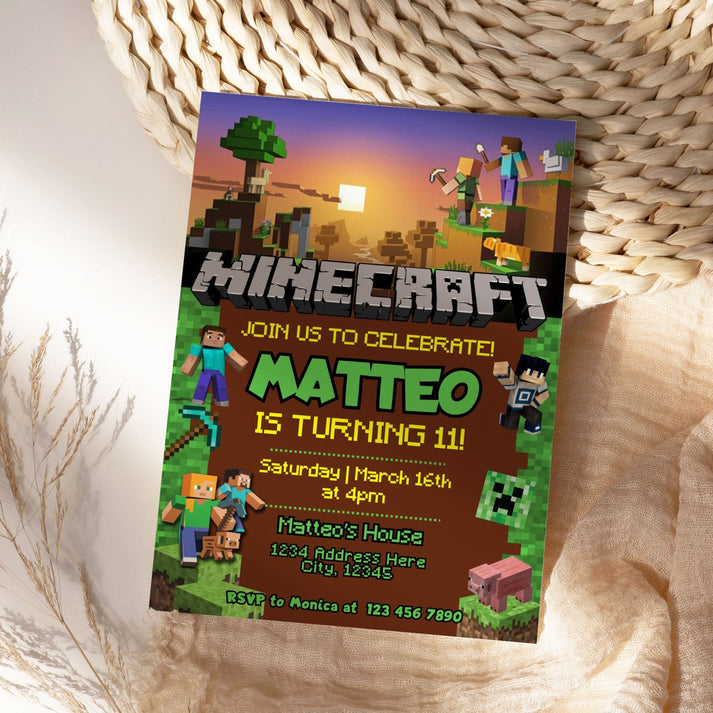 Editable Minecraft Party Invitation – Mama Life Printables