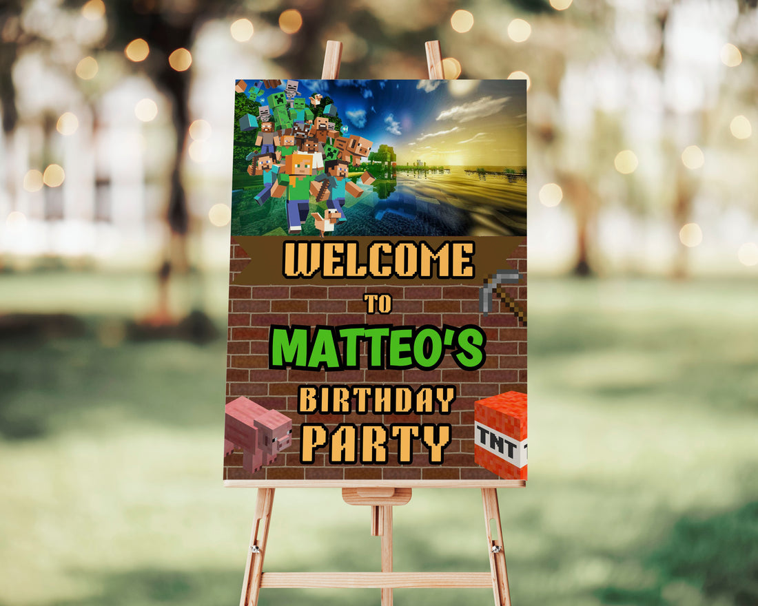 Customizable Minecraft Sign Editable Minecraft Welcome Sign – Instant Download – Mama Life Printables
