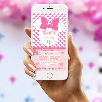 Minnie Mouse Birthday Invitation - Perfect for text message! - Invitations - Mama Life Printables