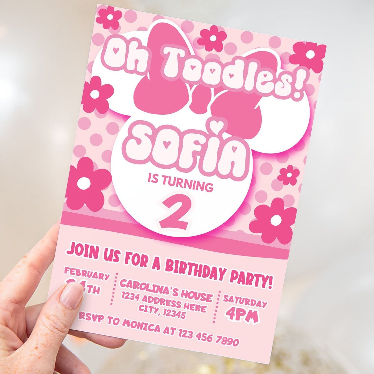 minnie mouse editable invitation template