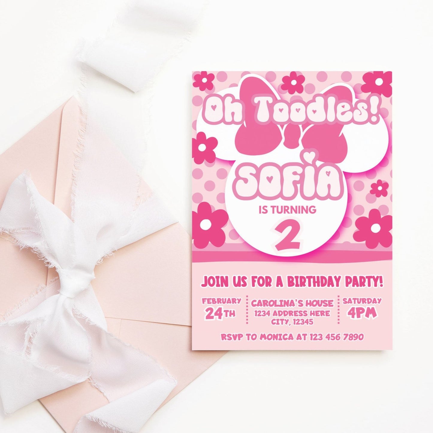 minnie mouse editable invitation template