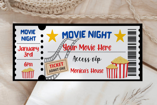 Movie Night Invitation Template - Invitations - Mama Life Printables