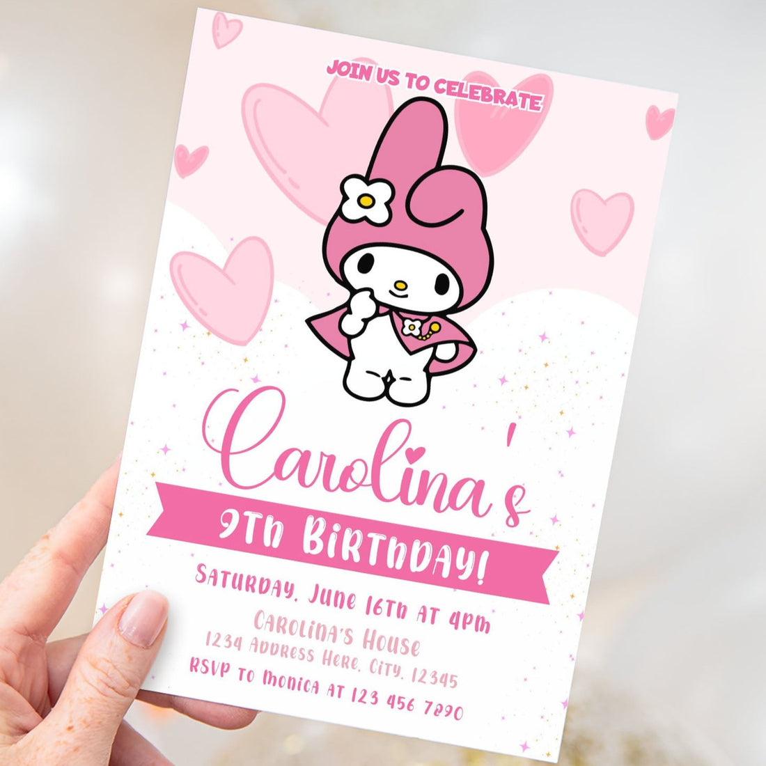 Kawaii My Melody Editable Birthday Invitation – Mama Life Printables