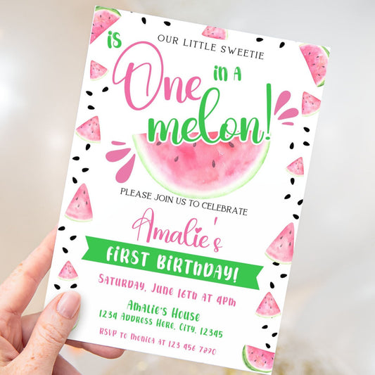 Adorable Watermelon Themed Invitation for a First Birthday Party