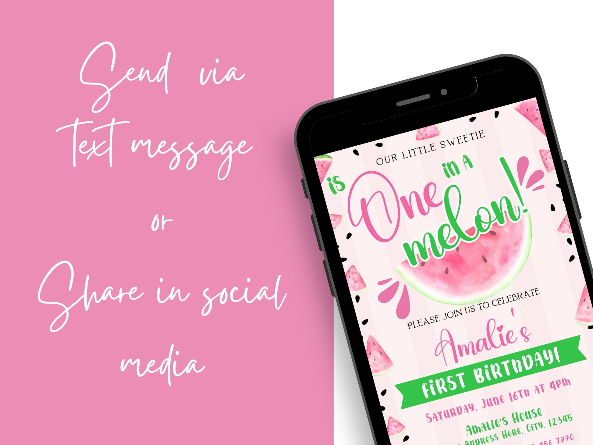 One in a Melon First Birthday Invitation – Mama Life Printables