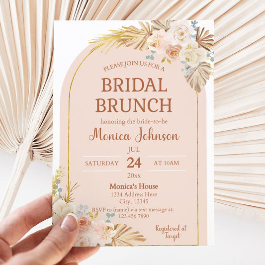 Pampas Grass Bridal Brunch Invitation Template - Invitations - Mama Life Printables