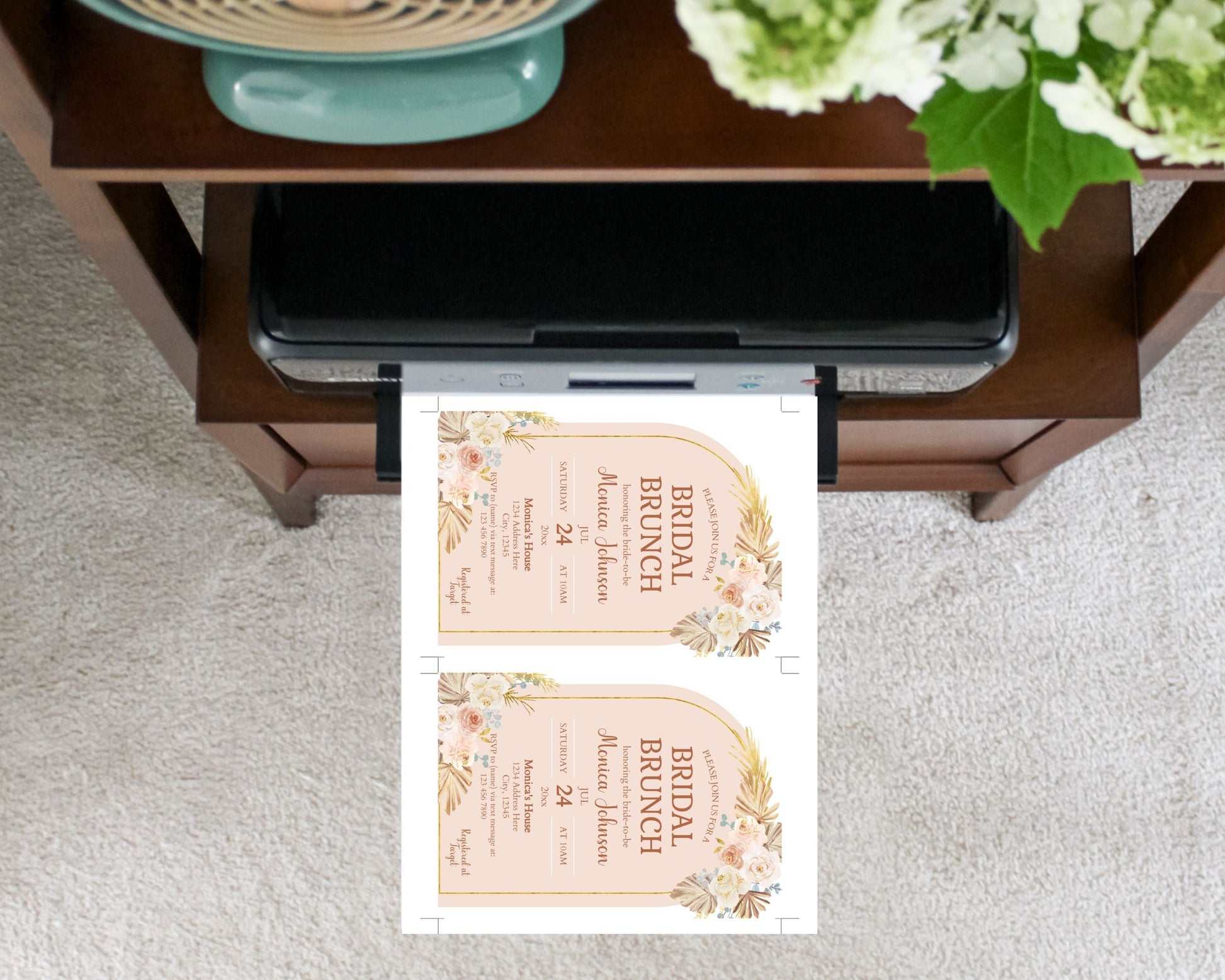 Pampas Grass Bridal Brunch Invitation Template - Invitations - Mama Life Printables