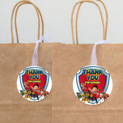 Paw Patrol Round Thank You Tags - Party Favors - Mama Life Printables